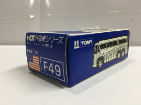 VINTAGE TOMICA F49 外國車 USA - GREYHOUND BUS MC-8 MADE IN JAPAN (PIU20)
