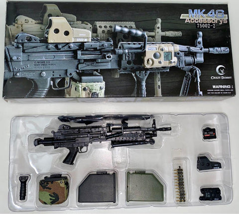TOY 13CM 長 CRAZY DUMMY MK46 ACCESSORY 75002-2 MOD-1 PARA STOCK 黑 1/6 RIFLE GUN 全新開封品（PIU-150）