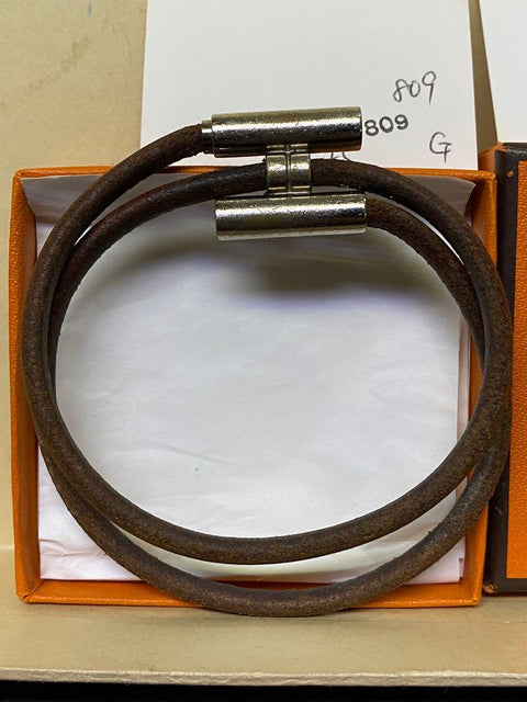 HERMES PARIS 日本購入 H LABEL BRACELET H扣 皮手帶 （PIU/W) 1123960079