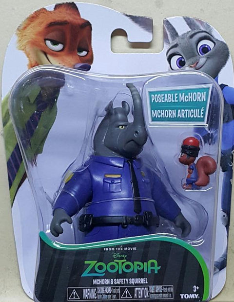 TOMY DISNEY ZOOTOPIA OFFICER MCHORN & SAFETY SQUIRREL 優獸大都會 阿犀警官 黑犀牛 松鼠 70005 (EPC-913-18)