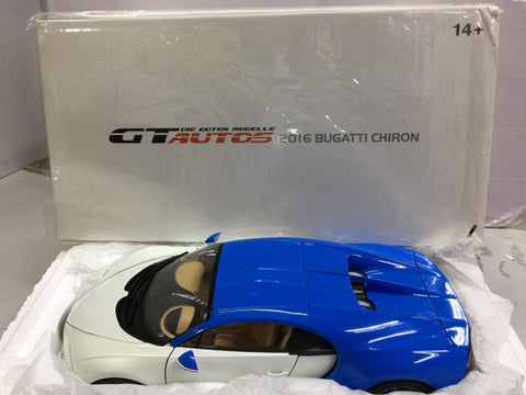 GT AUTOS 1/18 BUGATTI CHIRON 2016 BLUE / WHITE (11010MB) (70563) (PA0)