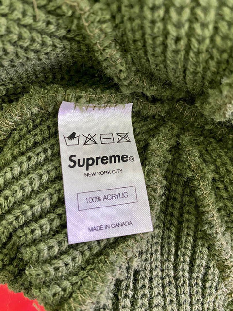 SUPREME WIDE RIB 冷帽 STRIPED LOOSE GAUGE BEANIE HAT OLIVE MAROON BOX LOGO CAMP CAP SNAPBACK MEN’S ACCESSORIES HATS BALL CAP 深綠色紫橫間  （PIU640E2709)