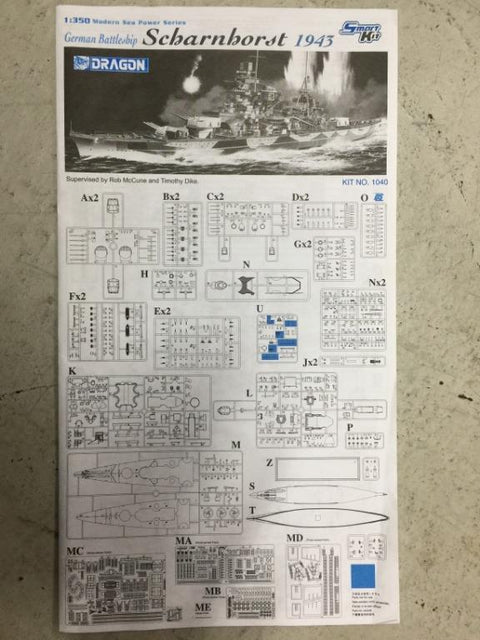 DRAGON 1/350 GERMAN BATTLESHIP SCBARNBORST 1943 (1040) (C1037-23)