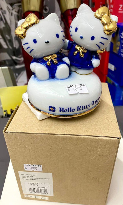 C692/TT50 SANRIO HELLO KITTY ANGEL PORCELAIN WINDUP MUSIC BOX 上鏈陶瓷音樂盒