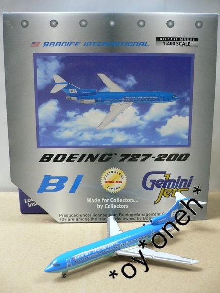 GEMINI JETS 1/400 BRANIFF INTERNATIONAL BI BOEING 727-200 N412BN (GJBNF184) (70184) (PIU30)