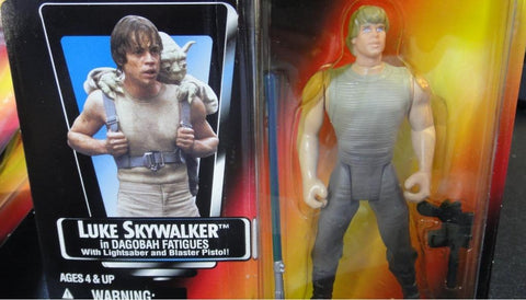 KENNER 69588 星球大戰 LUKE SKYWALKER 短劍版 STAR WARS POWER OF THE FORCE IN DAGOBAH FATIGUES WITH LIGHTSABER AND BLASTER PISTOL (BUY-SPK 倉)
