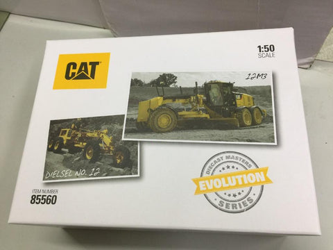 DIECAST MASTERS 1/50 Cat Diesel No. 12 & 12M3 Motor Grader (85560) (49560) (C1128-42)