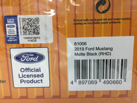 DIECAST MASTERS 1/18 FORD MUSTANG 2019 MATTE BLACK RHD (61006) (49066) (C1128-22)