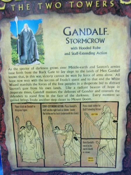 TOY BIZ 魔戒 雙城奇謀 LORD OF THE RINGS TWO TOWERS GANDALF STORMCROW WITH HOODED ROBE &amp; STAFF-EXTENDING ACTION  (LOTR-81633) b5608034