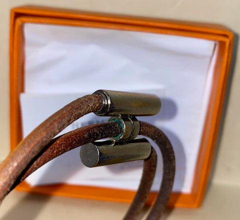 HERMES PARIS 日本購入 H LABEL BRACELET H扣 皮手帶 （PIU/W) 1123960079