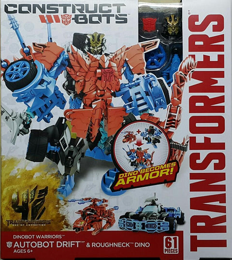 HASBRO 24747 變形金剛 殲滅世紀 博派 飄移 粗頸恐龍 TRANSFORMERS AGE OF EXTINCTION CONSTRUCT BOTS E1:02 DINOBOT WARRIORS AUTOBOT DRIFT & ROUGHNECK DINO (PIU/KW259B-25) 存