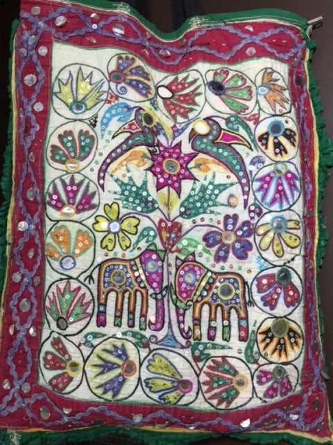 印度民族袋 OLD RABARI HAND EMBROIDERY MIRROR BANJARA TRIBAL RARE SHOULDER ETHNIC KUCHI BAG tote bag b31581896 E3511-488N