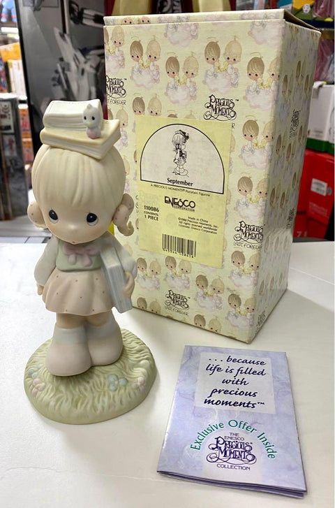 ENESCO PRECIOUS MOMENTS PORCELAIN FIGURINE - SEPTEMBER 16CM TALL (YING)