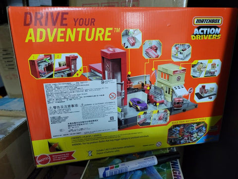 Matchbox action drivers fire station rescue set with sound