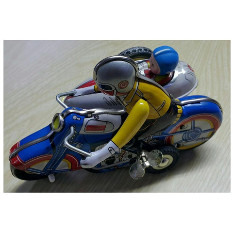 CLOCKWORK MS709 中國製造 電單車 連 邊車 上鍊 鐵皮 玩具 MOTORCYCLE WITH SIDECAR WINDING TIN TOY
