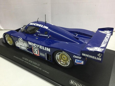 MINICHAMPS 1/18 SAUBER MERCEDES C9 JEAN-LOUIS SCHLESSER WINNER ADAC SUPERSPRINT 1987 (155 873581) (14381) (PIU250)