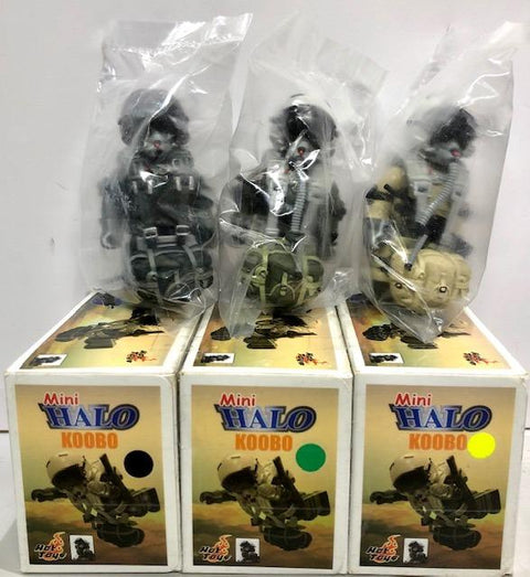 HOT TOYS MINI HALO KOOBO HIGH ALTITUDE LOW OPENING TOY HUNTERS 玩具狂熱 DOG 9 SET OF 3 BLACK GREEN YELLOW (BUY-SPK)