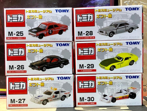 TOMY TOMICA MUSEUM 博物館 禮品店 M-25 - M-30 日產 NISSAN 藍鳥 BLUEBIRD SILVIA 淑女 FAIRLADY SKYLINE 豐田 TOYOTA 寶馬 BMW 一套6盒 (PIU-60WH)