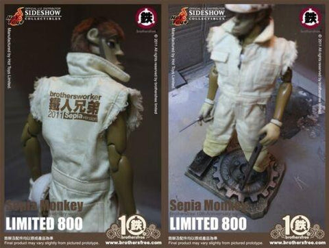 1:6 HOTTOYS SIDESHOW 2011 BROTHERSFREE 鐵人兄弟 10週年紀念 BROTHERSWORKER MONKEY (SEPIA VERSION) LIMITED