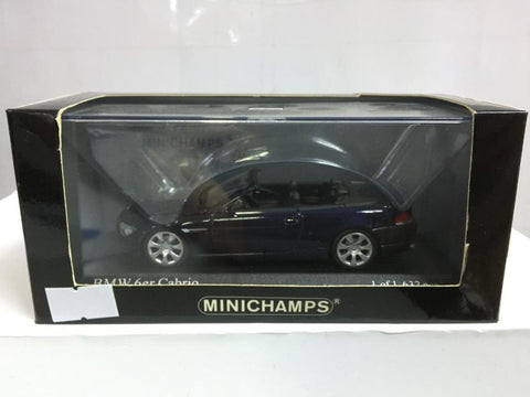 MINICHAMPS 1/43 BMW 6 SERIES CABRIO 2006 BLUE METALLIC (07693) (PIU/TT61-90)