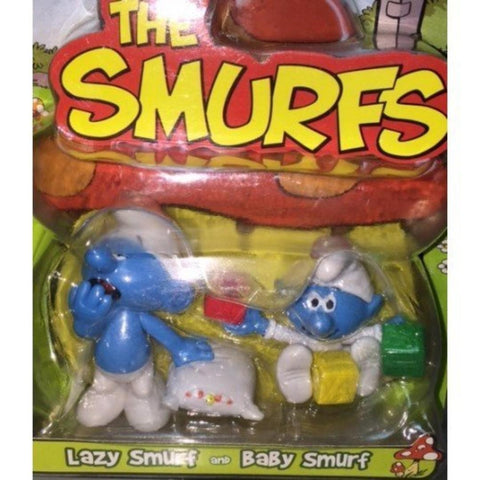 JAKKS PACIFIC THE SMURFS LAZY SMURF AND BABY SMURF MINI FIGURE 藍精靈 爛瞓豬 精靈BB 迷你公仔 21765