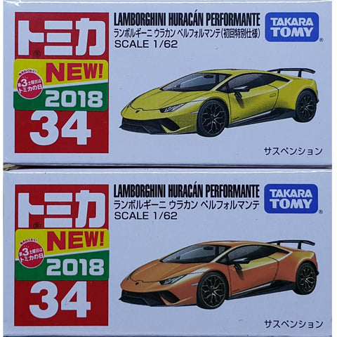 TAKARA TOMY TOMICA 34 LAMBORGHINI HURACAN PERFORMANTE 87994 87996 (PIU/KW289+290-58s)