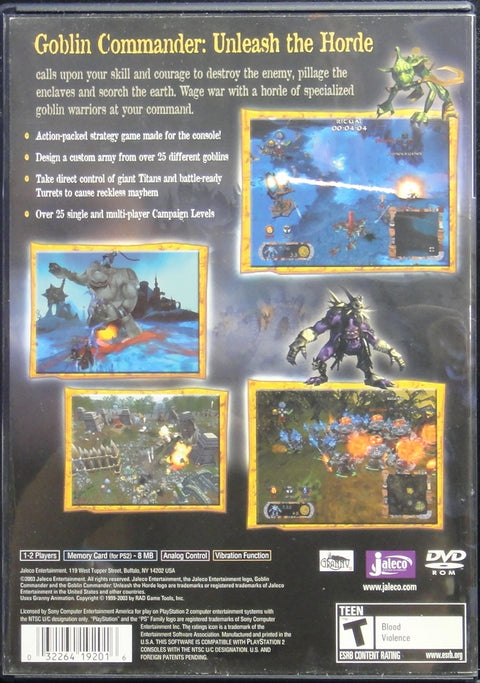 索尼電腦娛樂 妖精指揮官 釋放部落 遊戲 美版 SONY COMPUTER ENTERTAINMENT SCEI SCE PLAYSTATION 2 PS2 BLOOD VIOLENCE GAME JALECO GOBLIN COMMANDER UNLEASH THE HORDE SLUS20792 (BUY-19201)