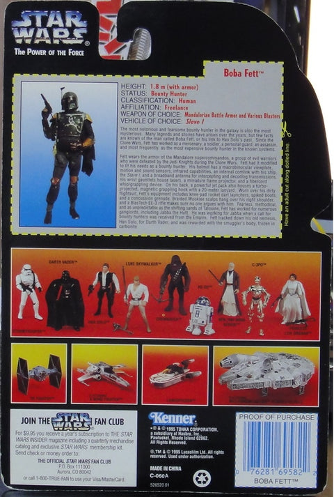 KENNER 星球大戰 賞金獵人 STAR WARS POWER OF THE FORCE BOBA FETT WITH SAWED-OFF BLASTER RIFLE AND JET PACK 69582 (PA#0)