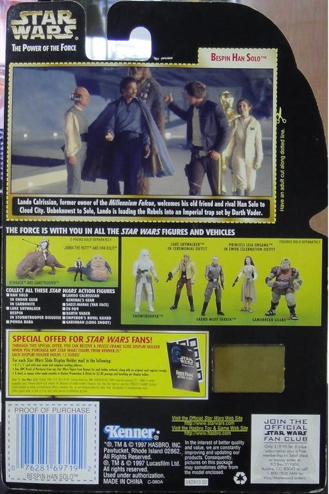 KENNER 星球大戰 STAR WARS POWER OF THE FORCE BESPIN HAN SOLO WITH HEAVY ASSAULT RIFLE AND BLASTER PISTOL 69719 (PA#0)