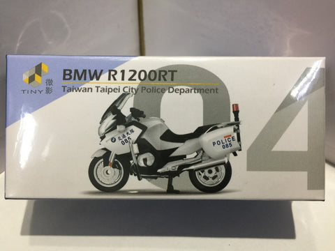 TOYEAST TINY CITY TW04 DIE-CAST MODEL CAR BMW R1200RT TAIWAN TAIPEI CITY POLICE DEPARTMENT ATC43115 14847 (C920-174)