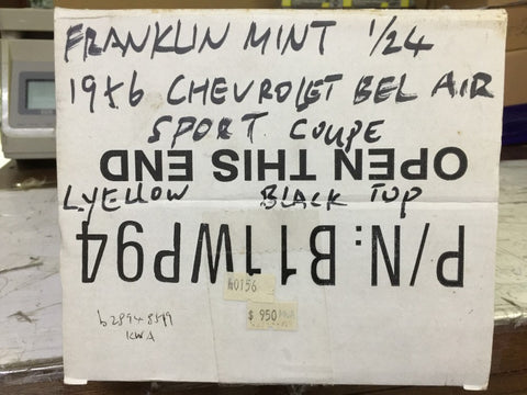 FRANKLIN MINT 1/24 1956 CHEVROLET BEL AIR SPORT COUPE LIGHT YELLOW (KWA)