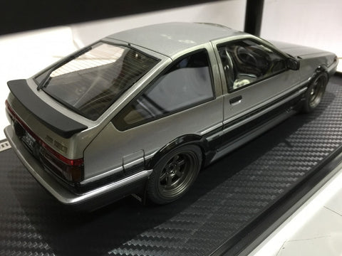 IGNITION MODEL 1/18 TOYOTA SPRINTER TRUENO AE86 3 DOOR GT APEX SILVER BLACK (90539) (P15M-118)