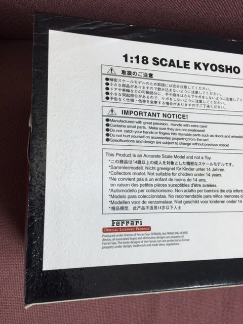 KYOSHO 1/18 FERRARI TESTAROSSA 1989 BLACK 08425BK (18914) (C692/TT50)