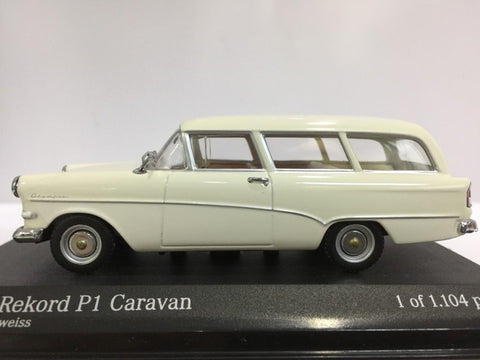MINICHAMPS 1/43 OPEL REKORD P1 CARAVAN 1958-60 WHITE (430043216) (03361) (PIU50)