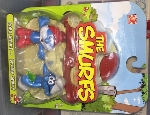 JAKKS PACIFIC THE SMURFS 藍精靈 迷你公仔 PAPA SMURF AND BRAINY SMURF 33232店