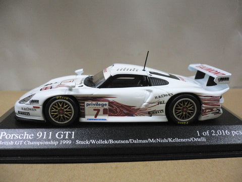 MINICHAMPS 1/43 PORSCHE 911 GT1 BRITISH GT CHAMPIONSHIP 1999 STUCK WOLLEK BOUTSEN DALMAS MCNISH KELLENERS ORTELLI #7 (400 996807) (04696) (PIU120)