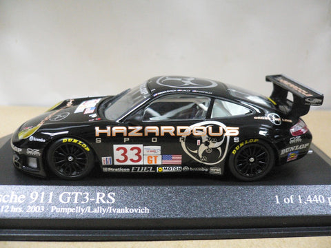 MINICHAMPS 1/43 PORSCHE 911 GT3-RS SEBRING 12HRS. 2003 PUMPELLY LALLY IVANKOVICH #33 (400 036933) (05002) (PIU98)
