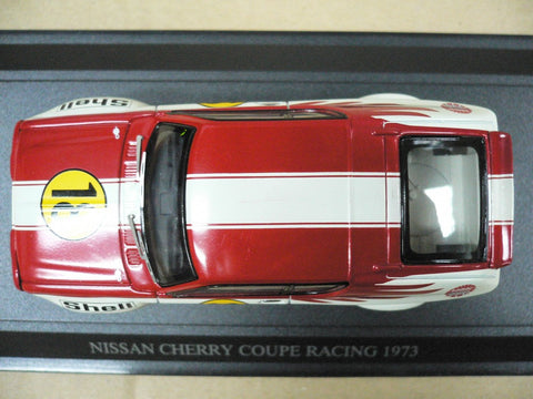 EBBRO 1/43 NISSAN CHERRY COUPE TS RACING 1973 WHITE RED #18 (43624) (PIU)