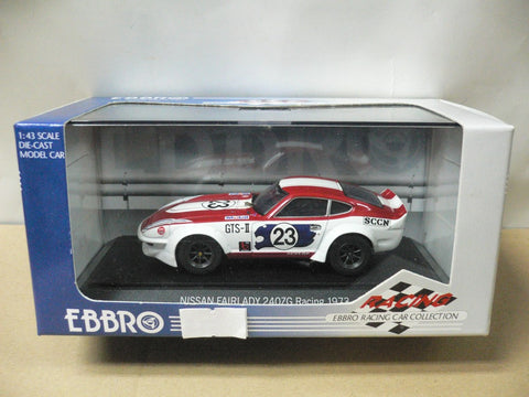 EBBRO 1/43 NISSAN FAIRLADY 240 ZG HS30 RACING 1973 WHITE RED #23 (43627) (PIU)