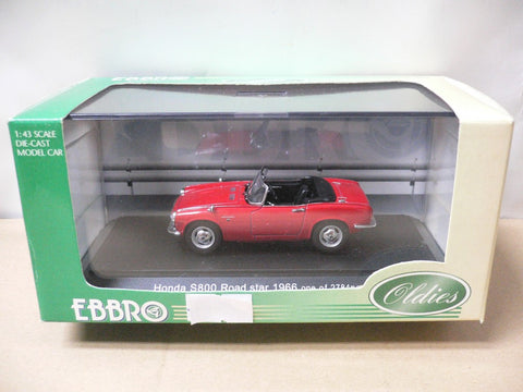 EBBRO 1/43 HONDA S800 ROAD STAR 1966 RED (43399) (PIU)