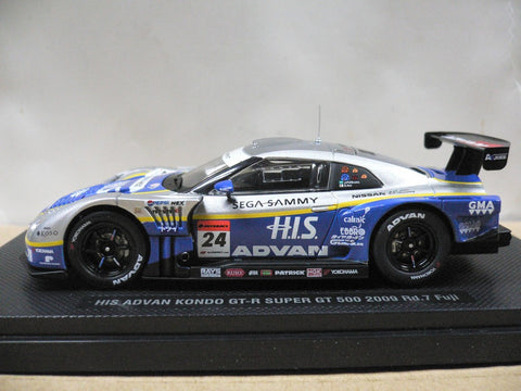 EBBRO 1/43 NISSAN SUPER GT 500 HIS ADVAN KONDO GT-R Rd.7 FUJI SILVER BLUE #24 (43234) (PIU)