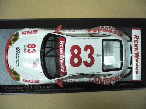 MINICHAMPS 1/43 PORSCHE 911 GT3 RS DAYTONA 24hrs 2003 STANDRIDGE STERANKA VAN OVERBEEK MURRY #83 (400 036983) (04914) (PIU120)