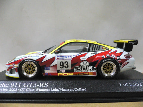 MINICHAMPS 1/43 PORSCHE 911 GT3 RS LE MANS 24hrs 2003 GT GLASS LUHR MAASSEN COLLARD #93 (400 036993) (05116)