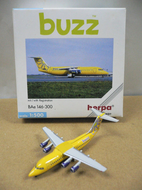 HERPA 1/500 BUZZ BAe146-300 G-UKRC (513005) (PA0)