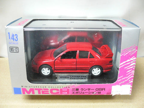 MTECH 1/43 MITSUBISHI LANCER GSR EVOLUTION III RED (MS-12) (45200) (PIU)