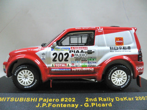 IXO 1/43 MITSUBISHI PAJERO 2nd RALLY DaKar 2003 J.P.FONTENAY G.PICARD #202 (RAM111) (30414) (PIU)