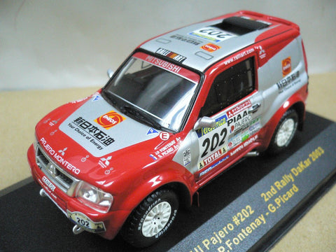 IXO 1/43 MITSUBISHI PAJERO 2nd RALLY DaKar 2003 J.P.FONTENAY G.PICARD #202 (RAM111) (30414) (PIU)