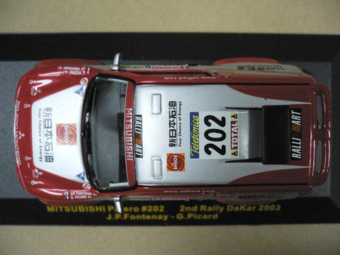 IXO 1/43 MITSUBISHI PAJERO 2nd RALLY DaKar 2003 J.P.FONTENAY G.PICARD #202 (RAM111) (30414) (PIU)