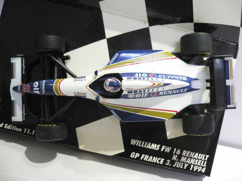 MINICHAMPS 1/43 WILLIAMS FW 16 RENAULT N.MANSELL GP FRANCE 3 JULY 1994 #2 (430 940102) (01033) (WKG)