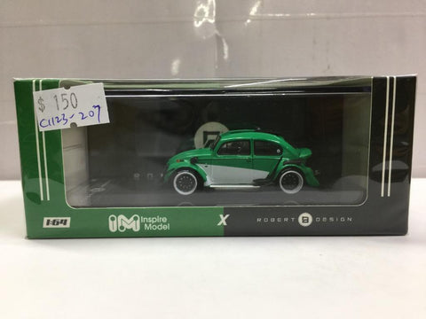 INSPIRE MODEL X ROBERT DESIGN 1/64 RWB Beetle Green with white body Diecast (LB64008G) (C1123-207)